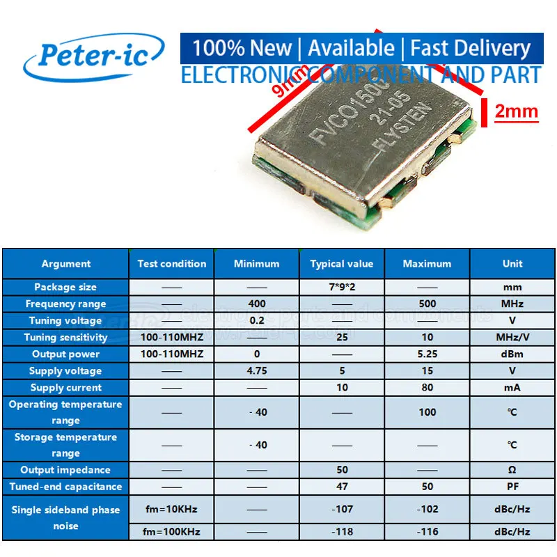 (2 sztuki) 100 ~ 5000 MHz VCO Źródło sygnału oscylatora sterowanego napięciem dla domofonu łańcuch częstotliwości FVCO150 FVCO900 FVCO450