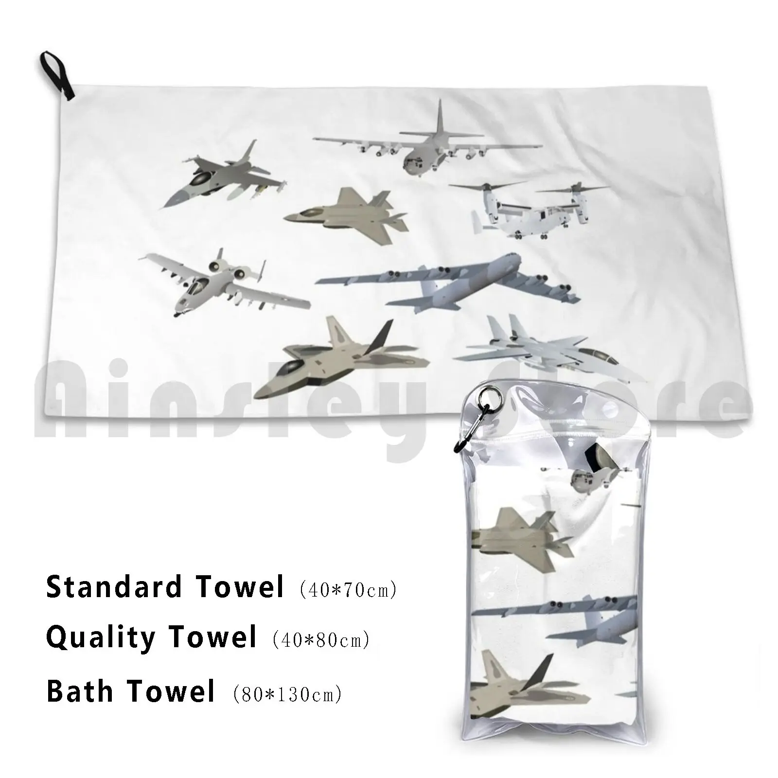 Us Military Airplanes Beach Towel Quick Dry Quality Towel American Military Pattern Aviation Jet Fighter Attack Plane