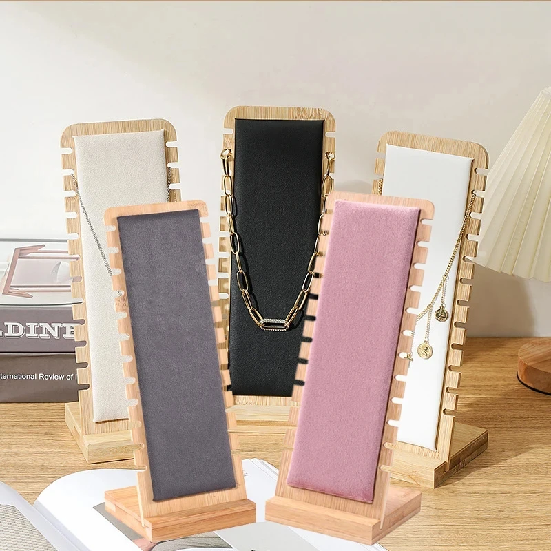 

Fashion Wood Necklace Display Stand - Large Capacity Storage Rack For Pendant, Bracelet, Anklet & Long Chain