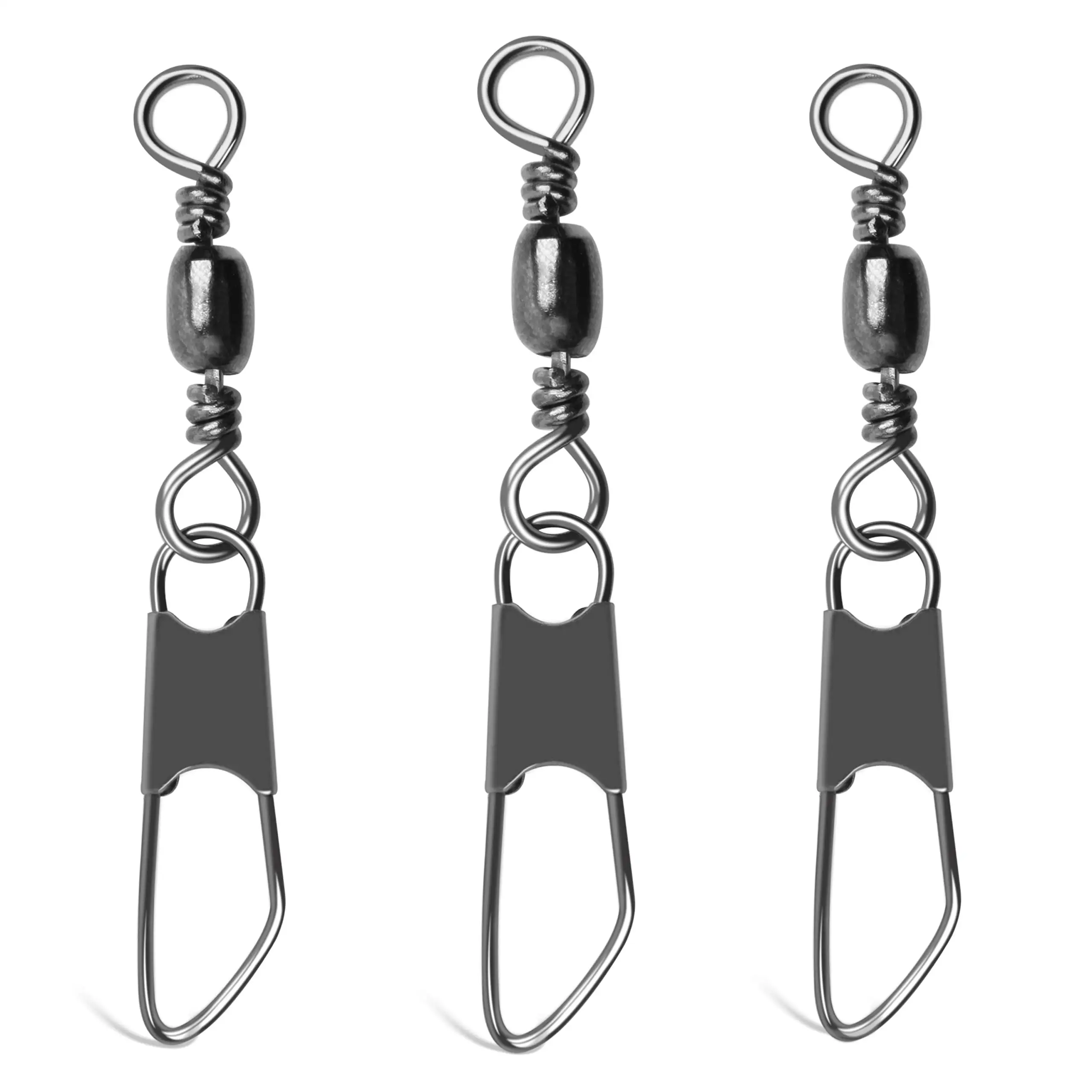 

TOPIND 100 pcs/bag Barrel Fishing Swivel with Safety Snap