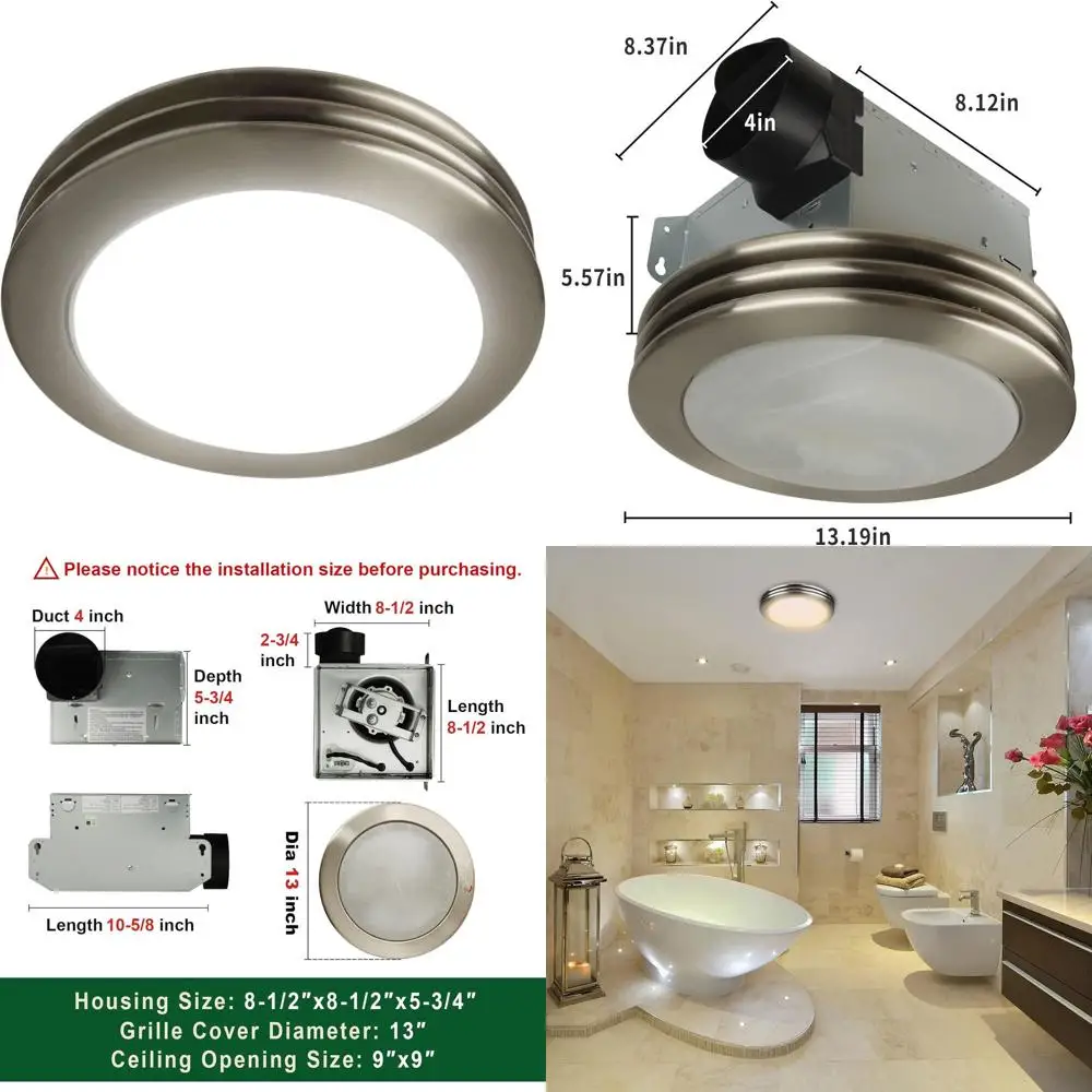 

Whisper-Cuiet 80CFM 2.0 Sones Светодиодный вытяжной вентилятор для ванной комнаты с крышкой из матового стекла из матового никеля