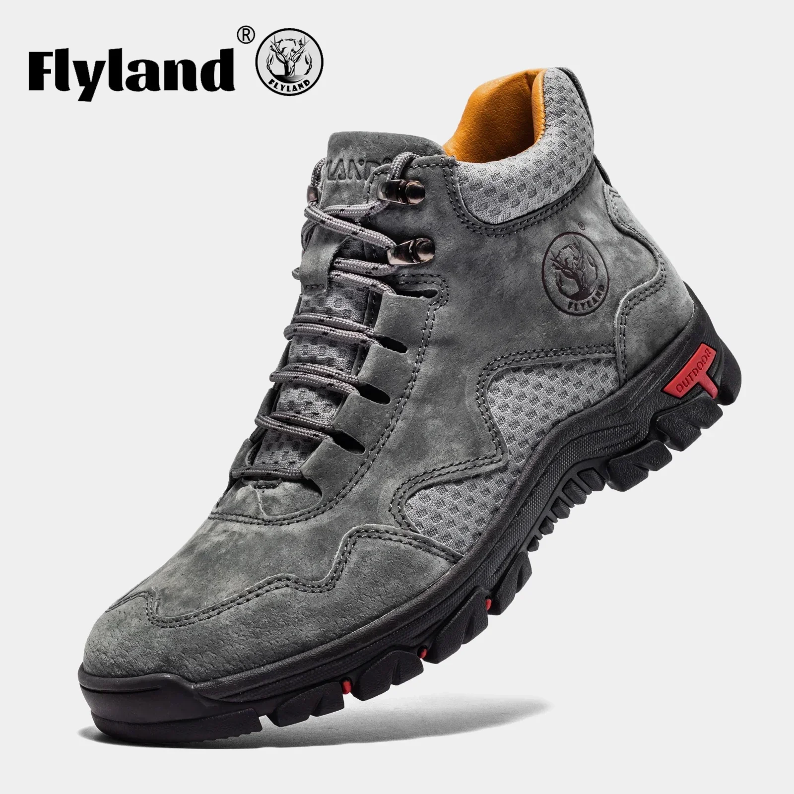 FLYLAND High Top Men‘s Sneakers Casual Ankle Boots Male Genuine Leather Shoes Luxury Men Fashion Dress Shoe