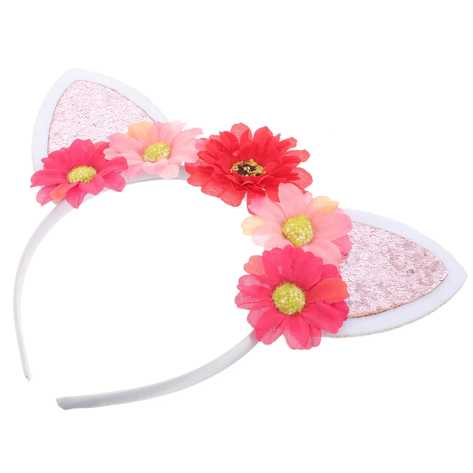 Cat Ear Flower Headband Headpiece Hairband Headdress Floral Accessories for Girls Women Ears Kids Women's