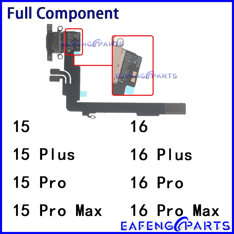 

USB Charging Port Flex Cable for IPhone 15 16P 16PM 16 Pro Max Plus + 15P 15PM Dock Connector Mic Board Replacement