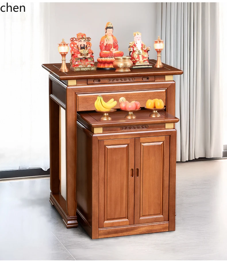 ZMLsolid wood table incense case household modern small Buddhist platform simple casket new Chinese style