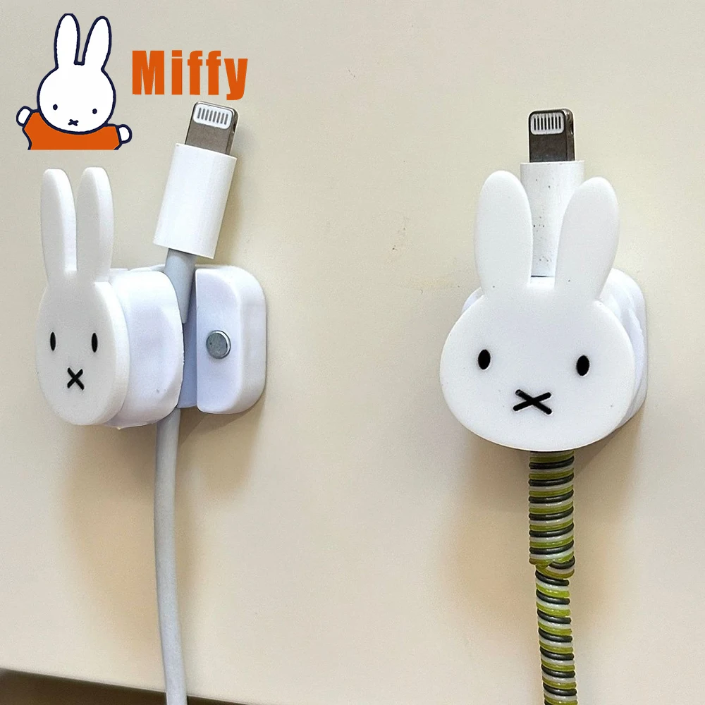 

Kawaii Miffy магнитный органайзер для кабеля с милой головой кролика, держатель для зарядного устройства для телефона, настенное крепление, подставка, проводной органайзер, подарок для девочки
