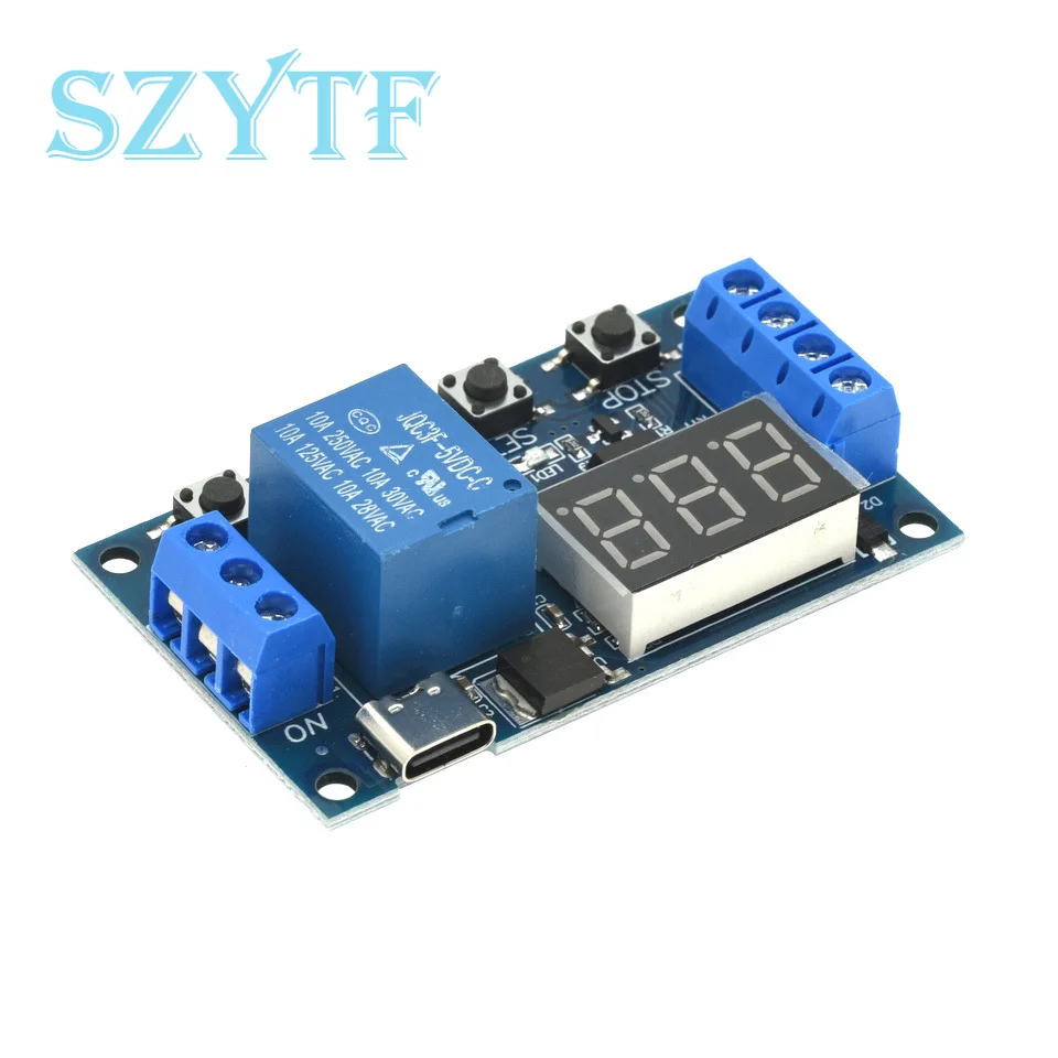 1 Channel 5V Relay 6-30V Relay Module OFF/ON Switch Trigger Time Delay Circuit Timer Cycle 999 minutes Adjustable XY-J02