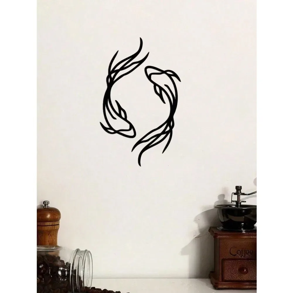1/2 lb Black Metal Fish Wall Art Rustic Coastal Farmhouse Wall Decor Unique Fishing Gift for Fishermen