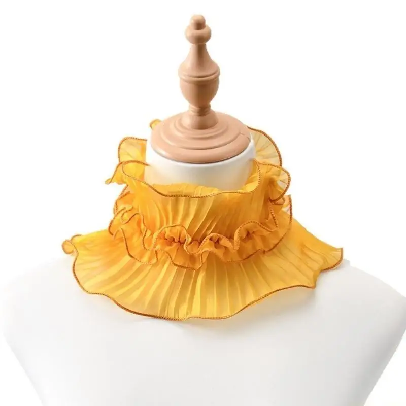 

31BF Trendy Multifunctional Polyester Neck Scarf with Lace Ruffle Women's Spring/Summer Fashionable Shirt Collar Accessory