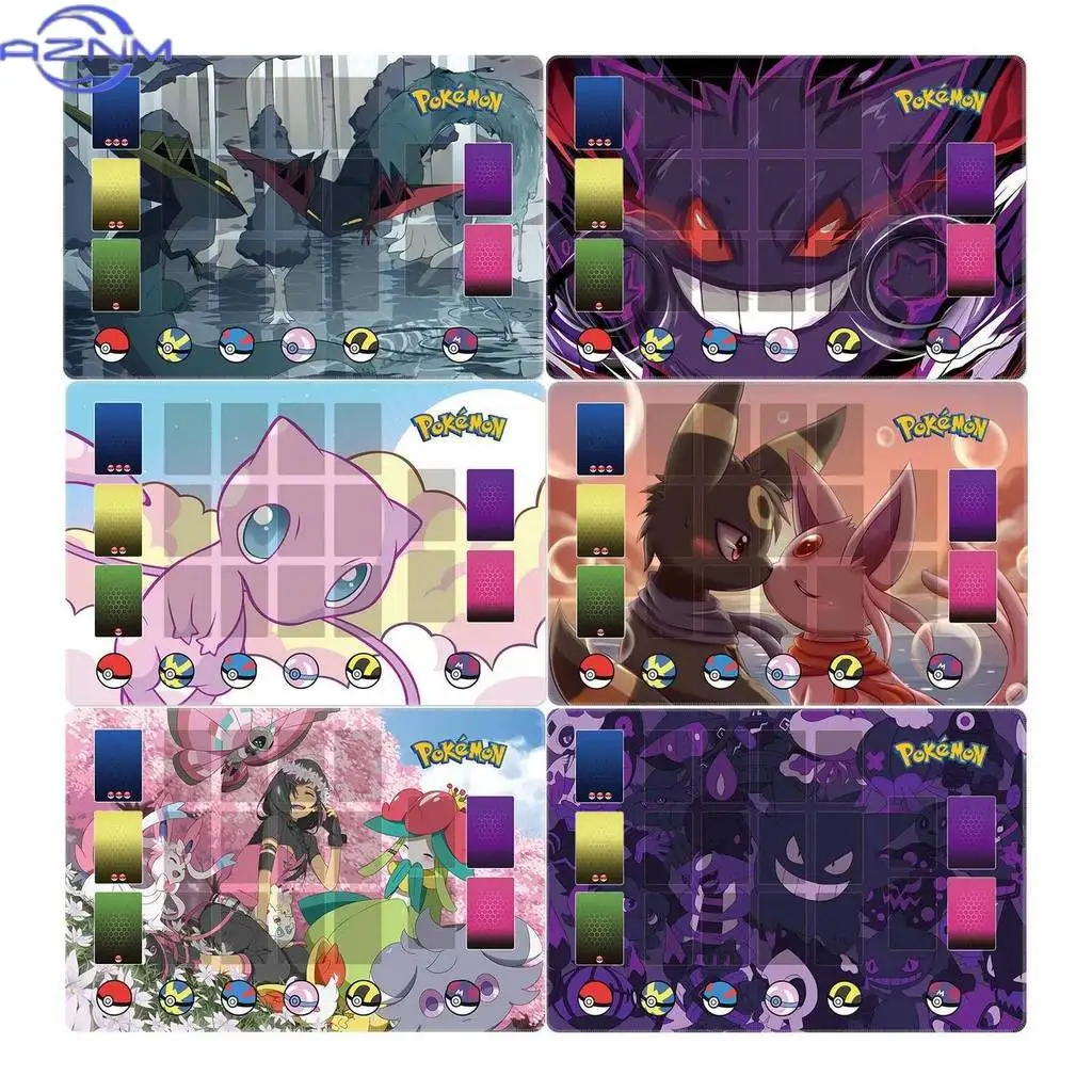 Diy Ptcg Brilliant Gemstone Gengar Card Battle Mat Ptcg Mew Single Player Board Game Card Battle Card Pad Gift