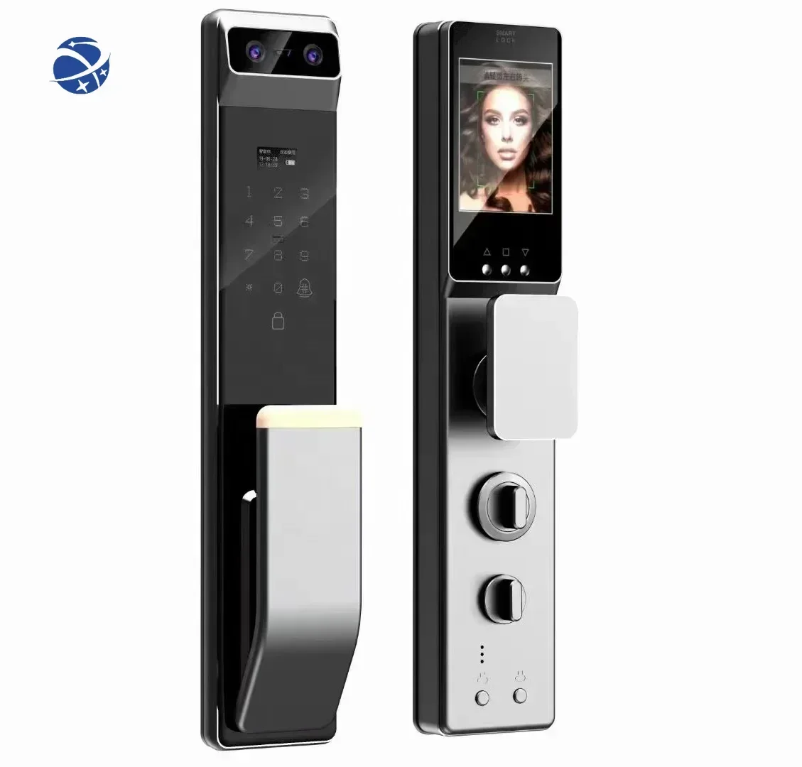 

High Security Usmart APP WIFI Unlock Face Recognition Smart Door Lock With Camera Fingerprint Card Password with 7 unlock