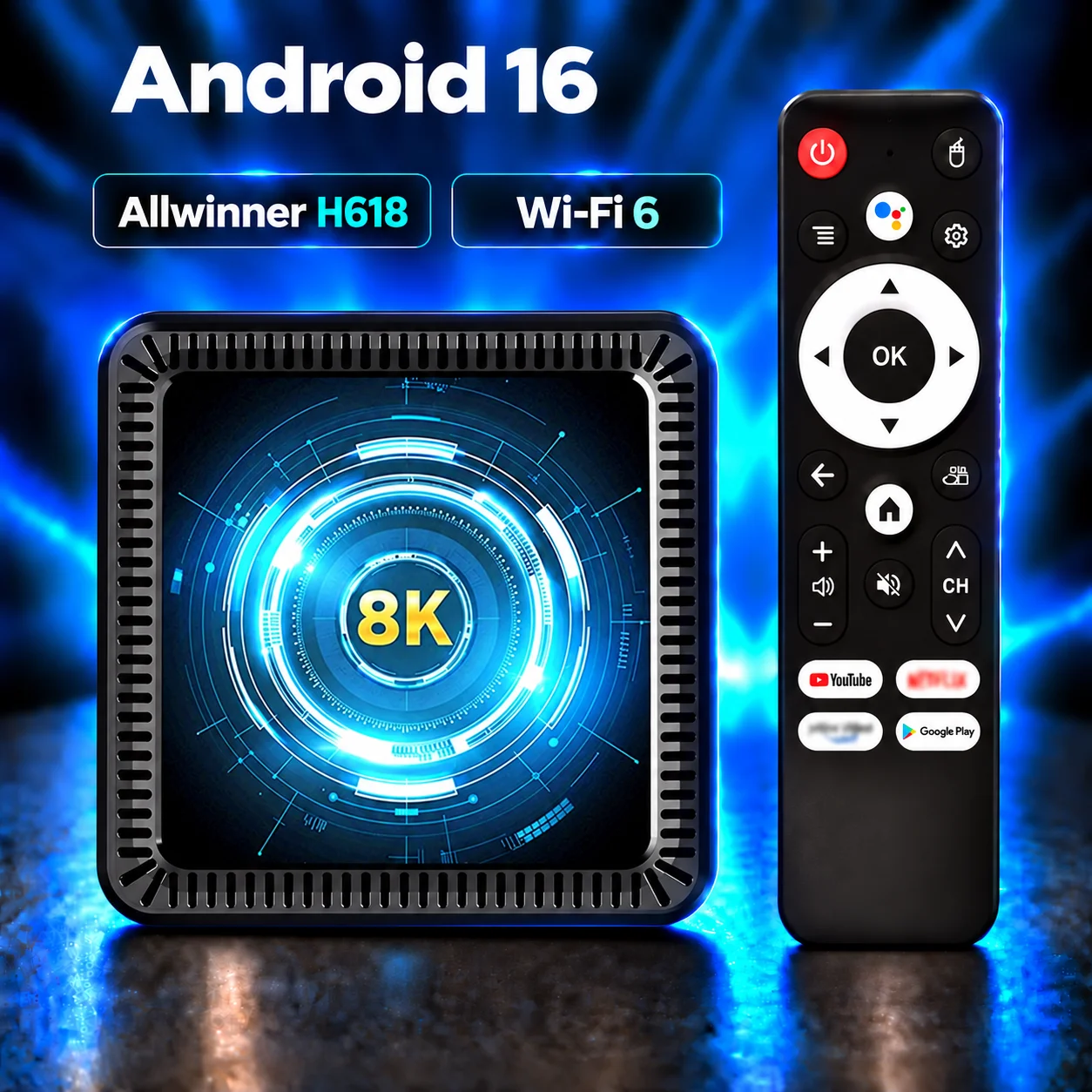 Allwinner H618 Smart TV Box Android 16 Dual Wifi BT6.0 Ram 4GB 8GB Rom 128GB 256GB Streaming Media Player Very Fast Set Top Box