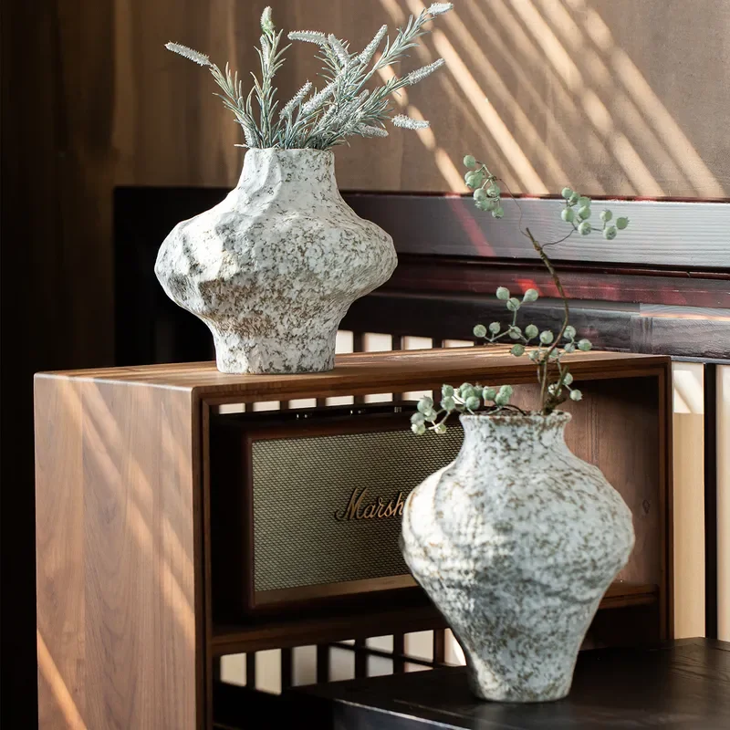 Original Jingdezhen Designer Ceramic Vase Wabi Sabi Style Flower Arrangement Hydroponic Pot Home Decor Ornament for Living