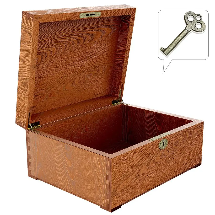 

Деревянная шкатулка для хранения с откидной крышкой, декоративная шкатулка из ясеня 11x5x8.46 дюймов, ручная работа, соединения с помощью пазов и шипов, Du