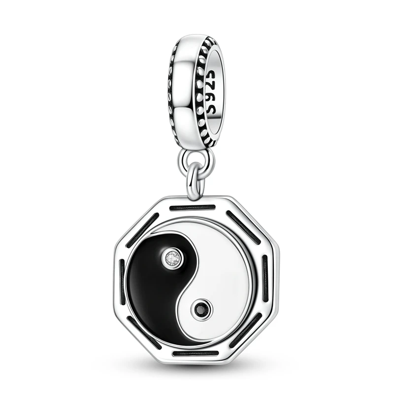 Tai Chi Bagua Rotating Pendant 925 Sterling Silver Charm for Woman Fit Bracelet Necklace Diy Fashion Jewelry