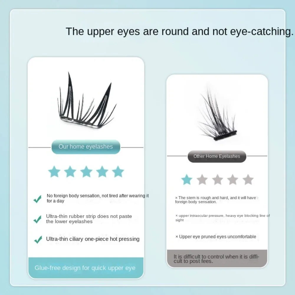 New Fluffy No-Glue False Eyelashes Natural Curl No Glue Lash Cluster Self Adhesive Soft False Eyelashes Daily Wear