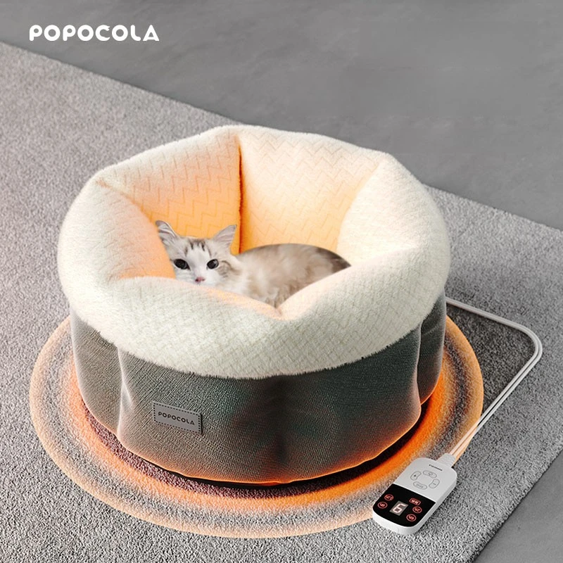 

Heated Deep Cat Bed Smart Temperature-Controlled Pet House 9-Level Adjustable Heated Dog Nest with Timer