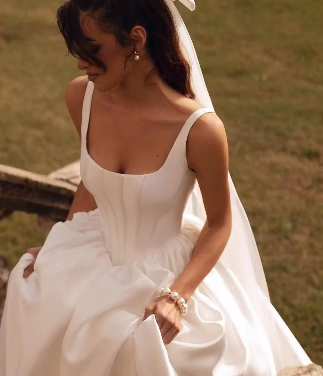 MD Simple Square Collar Satin A-line Wedding Dress Sleeveless Sweep Train Charming 2025 Bridal Gown Customized vestidos de novia