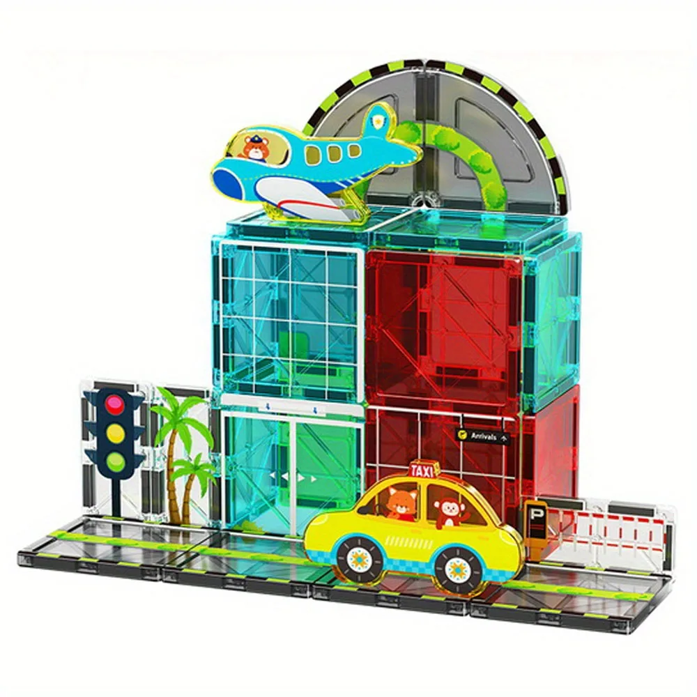 ตัวต่อแม่เหล็กเมือง DIY 32 ชิ้น - ของเล่น STEM ขนาดใหญ่ MOC ของเล่นแม่เหล็กสร้างสรรค์ ของเล่นแม่เหล็กเสริมพัฒนาการเด็ก ของขวัญ