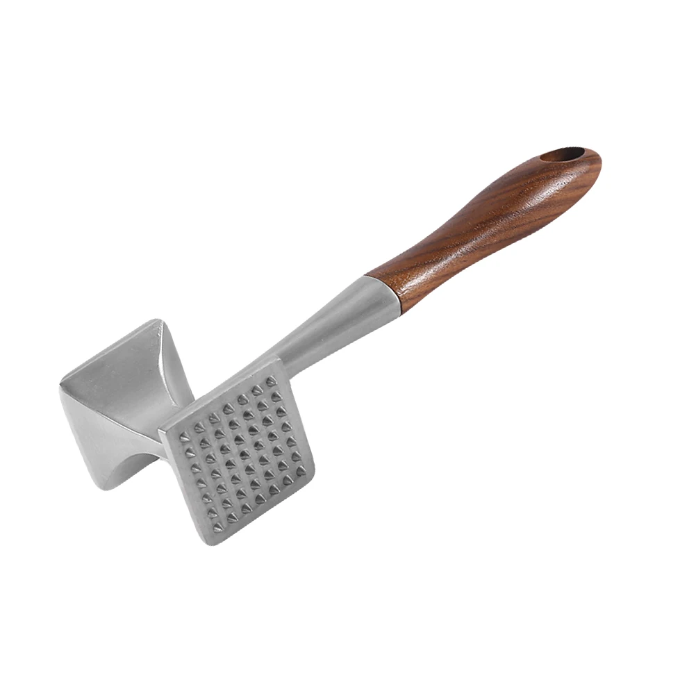 

Multifunctional Meat Hammer Dual Side Kitchen Tenderizer Mallet Wood Zinc Alloy Large Surface Easy Clean Meat Pounder Mallet