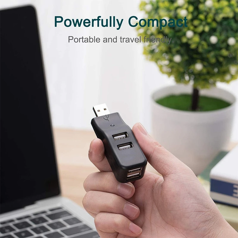 4 Port USB Hub, Mini USB 2.0 Data Hub Splitter Small Portable, For PC, Laptop, Notebook PC,  XPS, Imac And More