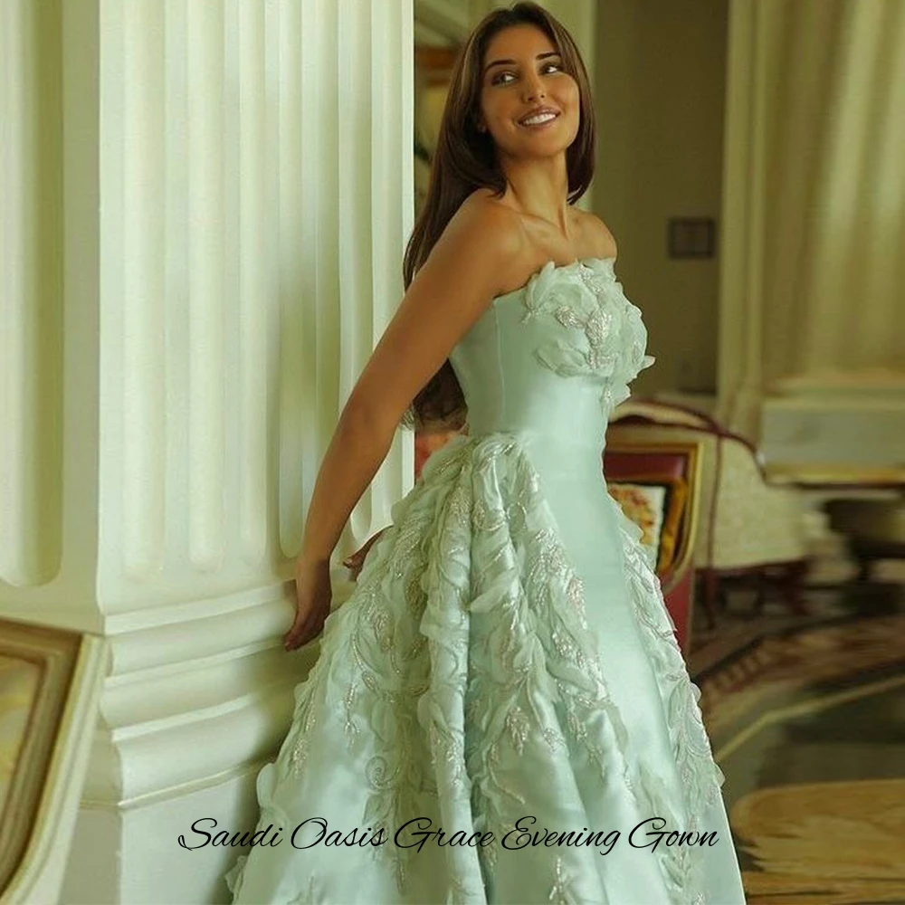 Personalizado clássico cetim sem mangas vestido de noche moderno sem alças vestido de noite elegante apliques miçangas vestidos de baile