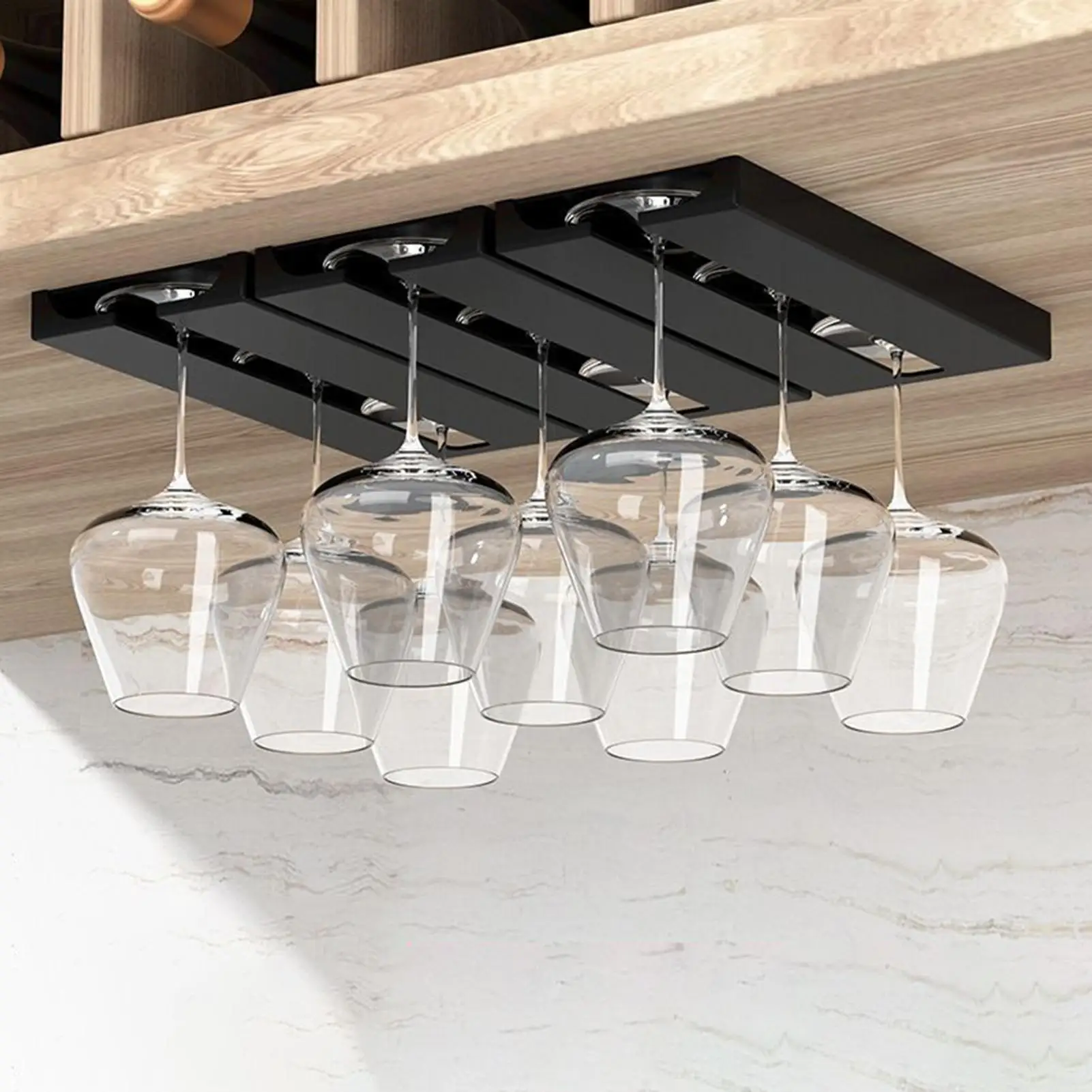 

Self-Adhesive Wine Glass Holder, 4 Pack Hanging Wine Glass Rack Under Cabinet for Kitchens, Bars and Restaurants