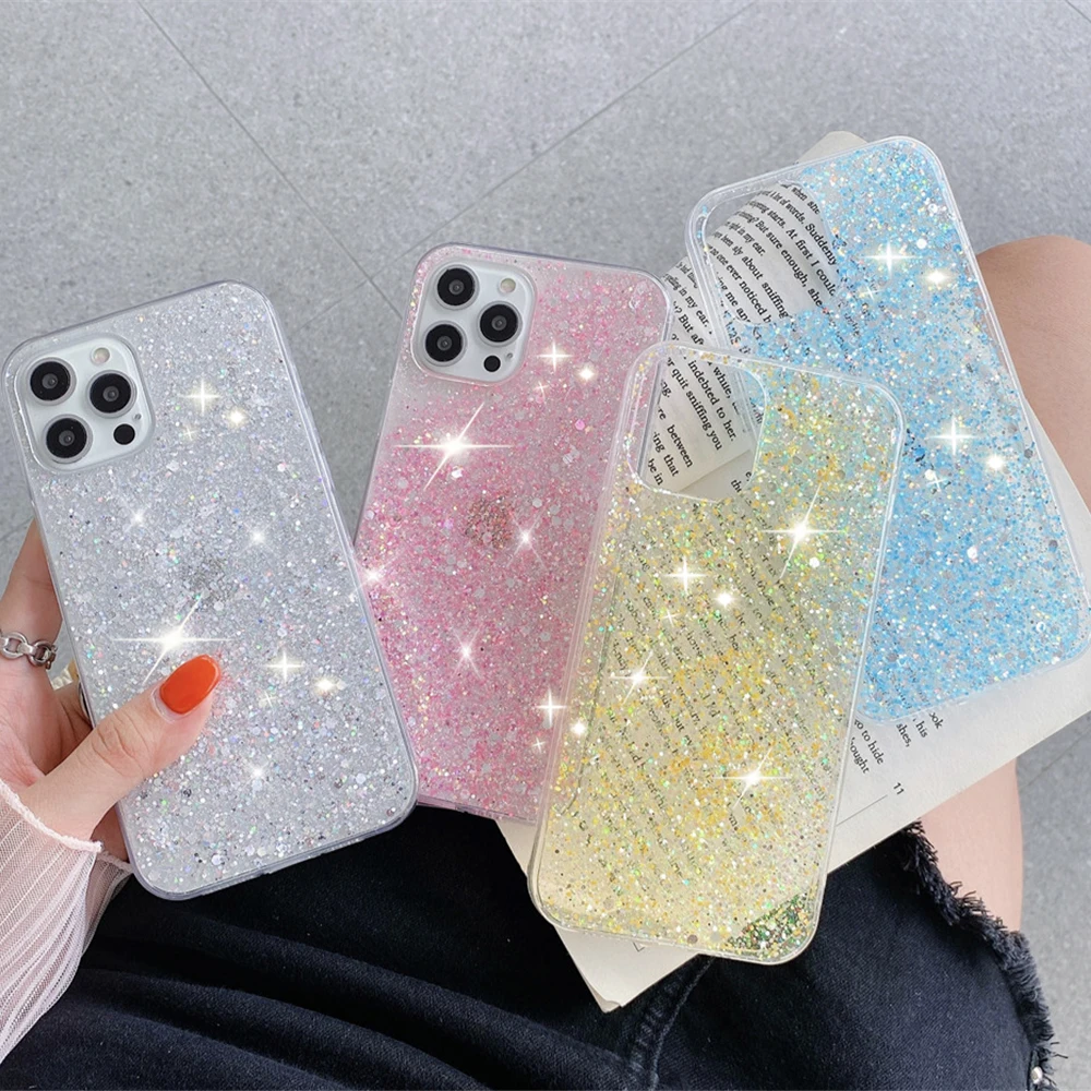 Shiny Glitter Soft Silicone Case for Xiaomi Redmi Note 11 11S 10C 10A 10S 9 9S 9A 9C 8A 8 Pro Bling Gold Silver Foil Back Cover