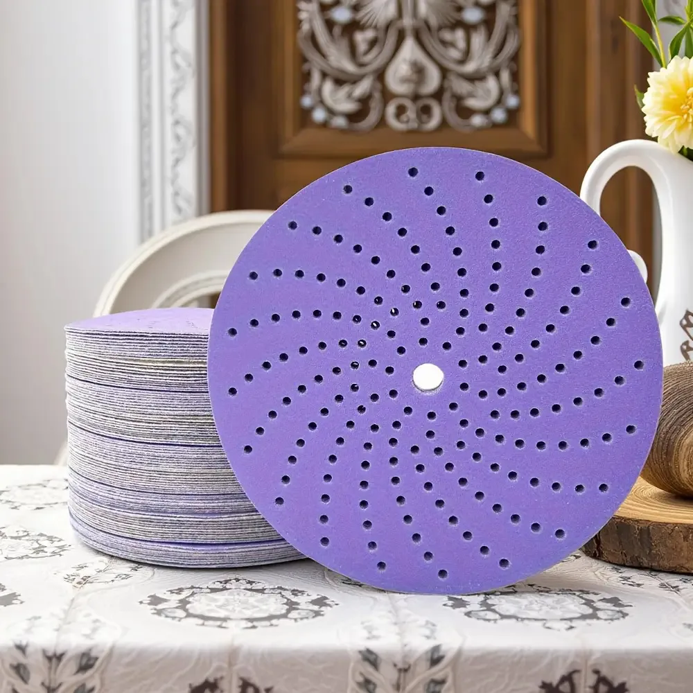 10PCS 6-inch Purple Rotating Sandpaper, Ventilated and Heat-Dissipating Ceramic Coating, Super Durable, Polished and Refurbished