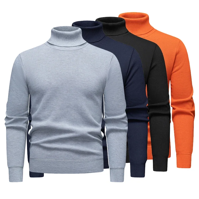

Sweatwear Mens Anti-pilling High Quality Knitted Turtleneck Sweater Slim Fit Long Sleeve Pullover Solid Color Trend Men Clothing