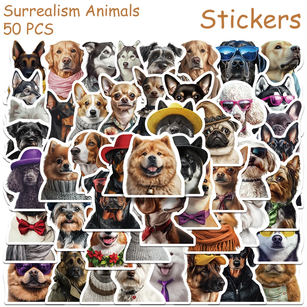 

50pcs Surrealism Animals Stickers For Phone Refrigerator Scrapbook Skateboard DIY Cartoon Aesthetic Stickers Kids Toys Gifts