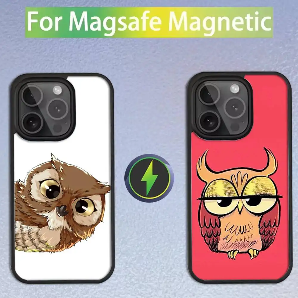 

cute cartoon owl Phone Case For iPhone 16,15,14,13,12,11,Pro,Max,Plus,Mini,SE Magsafe Magnetic Wireless Charging