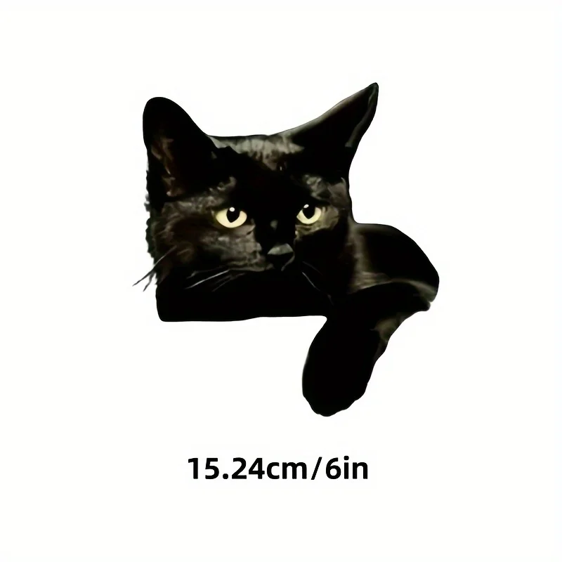 Glossy Peeking Black Cat Self-adhesive Waterproof Vinyl Sticker Decal For Car Window Laptop Helmet Decor