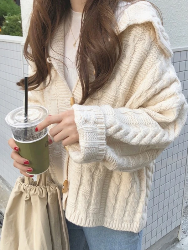 

Soft Cozy Lazy Sle Naval Collar Open Cardigan Sweater Outerwear Autumn Winter 2025 New Arrivals Polyester Fiber Long Sve