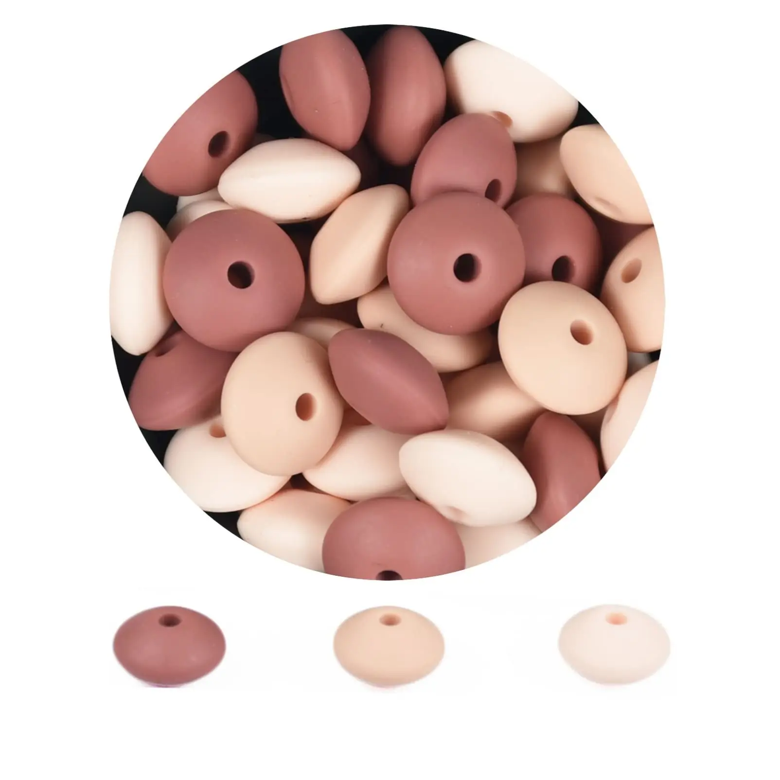 12mm Silicone Beads 20pcs DIY Jewelry Silicone Accessories Multicolor Lentils Silicone Beads Keychain Supplies Loose Jewe