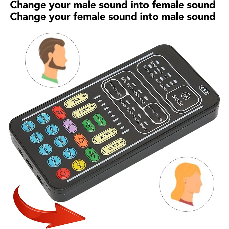 Live Sound Card Mini Portable Audio Effect Voice Changer Phone PC Tablet Speaker Device 8 Sound Changes Karaoke Tool