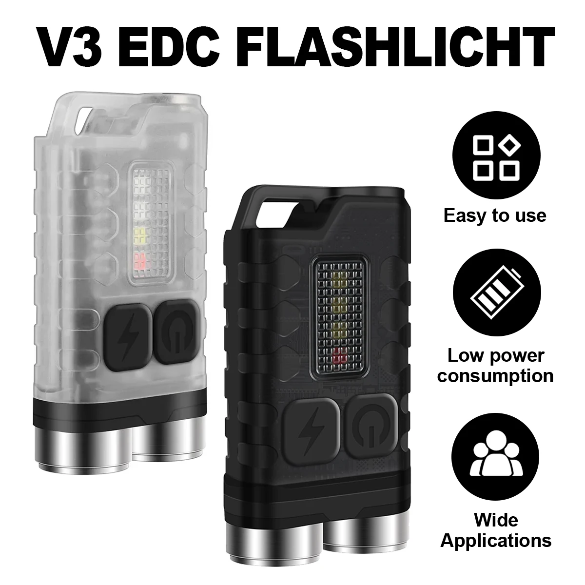

V3 Led Keychain Portable Flashlight Usb Charging Waterproof Rechargeable Uv Powerful Mini Type C High Powered Flashlights Pocket