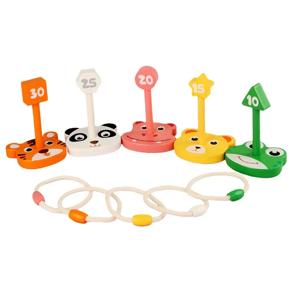 5 Pieces Educational Toys Wooden Game Animal Shape Target Playset Develop Motor Skills Imagination Suitable for Preschoolers