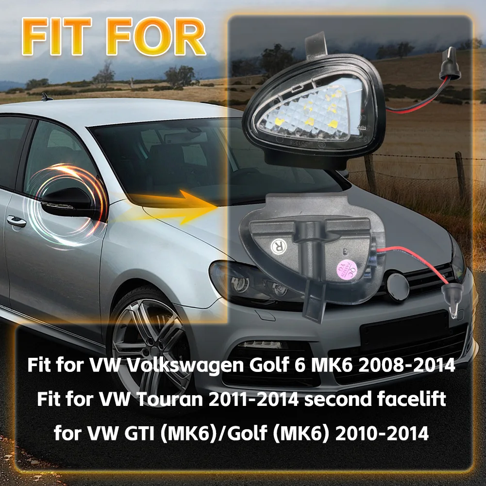 폭스바겐 VW 골프 GTI MK6 6 MKVI 투란 2008-2014용 흰색 LED 사이드 미러 하부 퍼들 라이트 플로어 램프 자동차 액세서리 2개 썸네일 2