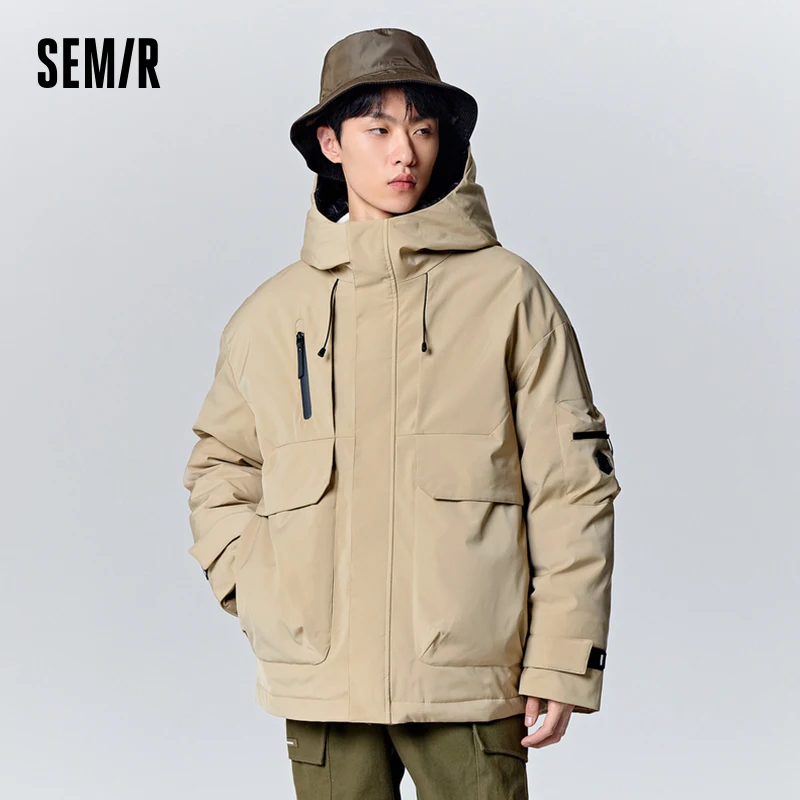 Semir Down Jacket 2023 Winter New Fashion Workwear Outdoor Goose Down Warm Loose Hooded Thick Jacket