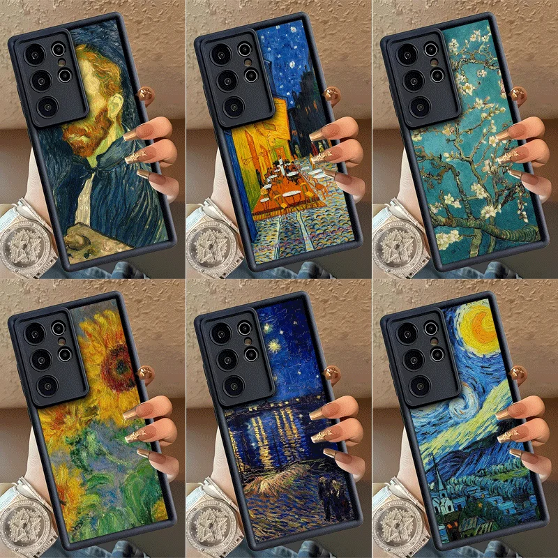 Van Gogh Oil Painting Aesthetics Shockproof Phone Case For Samsung Galaxy S23 S24 S25 S26 Ultra S21 FE S20 Plus 5G Silicone Cove