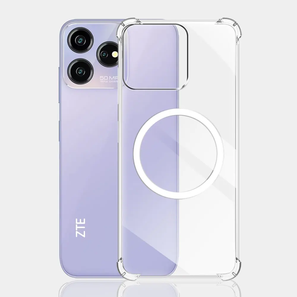 For ZTE Axon 50 Lite Case With Magnetic Wireless Charger Sticker Shockproof Clear Soft Silicone Phone Case For ZTE Axon 50Lite