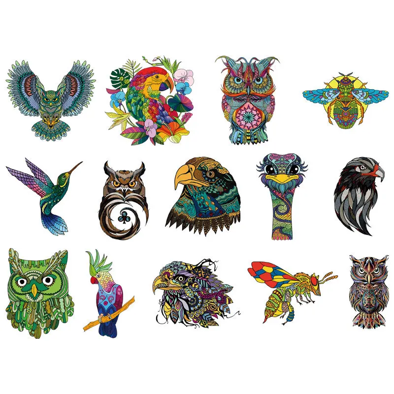 Cartoon Animal Eagle Owl Heat Transfer Stickers Children's T-shirt Appliques DIY Ironing Patch Pattern On Clothes Decor