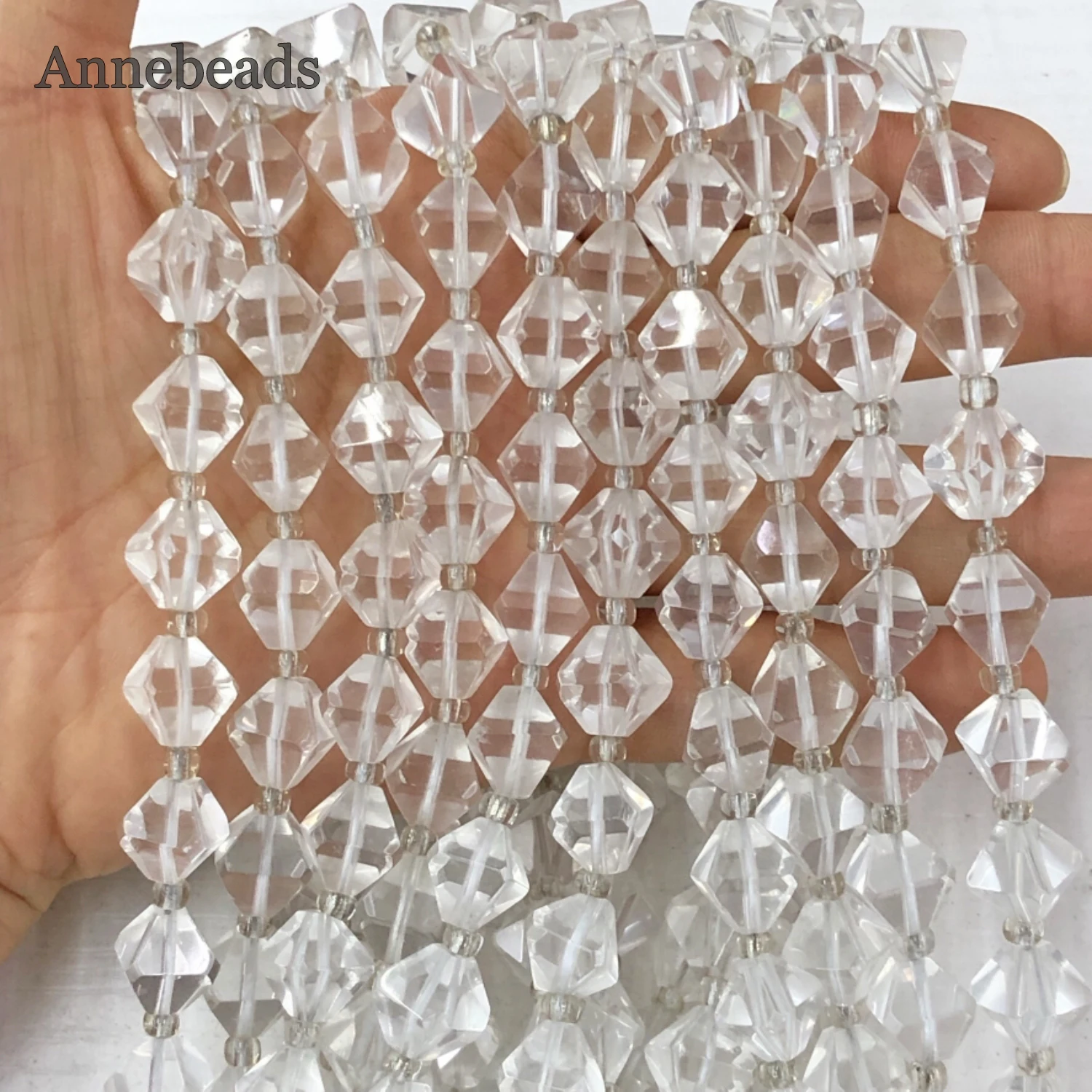 

Natural Rhombus Faceted White Quartzs Crystal Beads Loose Spacer Bead For Jewelry Making Diy Necklace Bracelet Accessorise