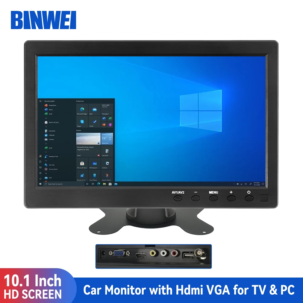 

BINWEI 10.1 Inch Hdmi Car Monitor for Lcd TV Backup Camera Display with screen for Home Security System VGA Computer Monitor