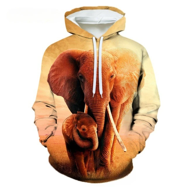 Elephant 3D Print Fashion Hoodie Men Women Harajuku Long Sleeve Sweatshirts Hip Hop Tracksuits Cool Streetwear Pullovers S-7XL