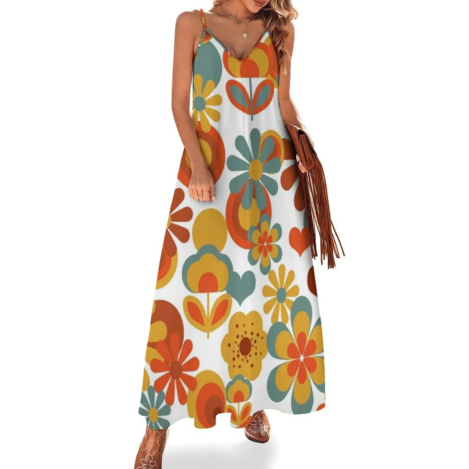 

70s Flower Power Sleeveless Dress Dress women long sleeve dresses party dresses woman dresses for prom