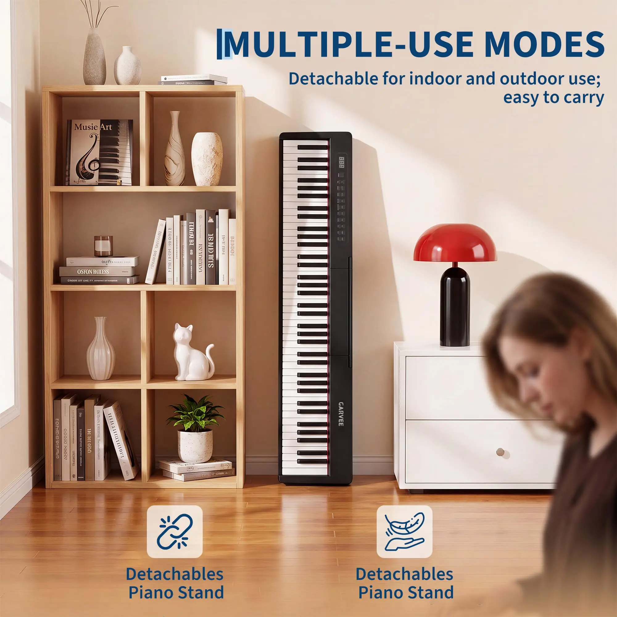 Digital Piano With Weighted Keyboard And Upright Cabinet