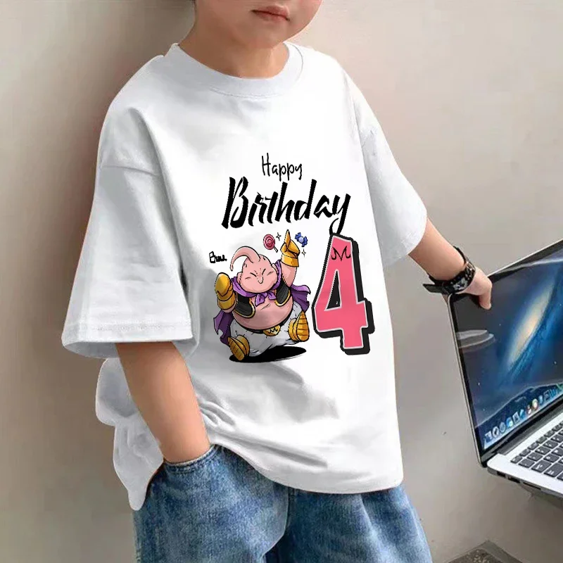 

Summer DRAGON Ball Buu Birthday Short Sleeve T-Shirt Japanese Number Tee Top Children Summer Cotton Clothes for Girl Boy Shirt