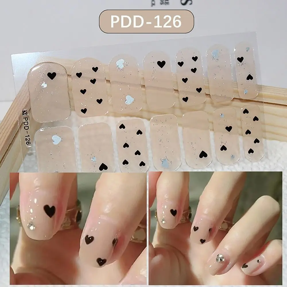 Semi Cured Gel Nail Stickers Full Cover 14Strips Gel Nail Polish Strips Floristic Nail Art Stickers DIY Nail Art Making